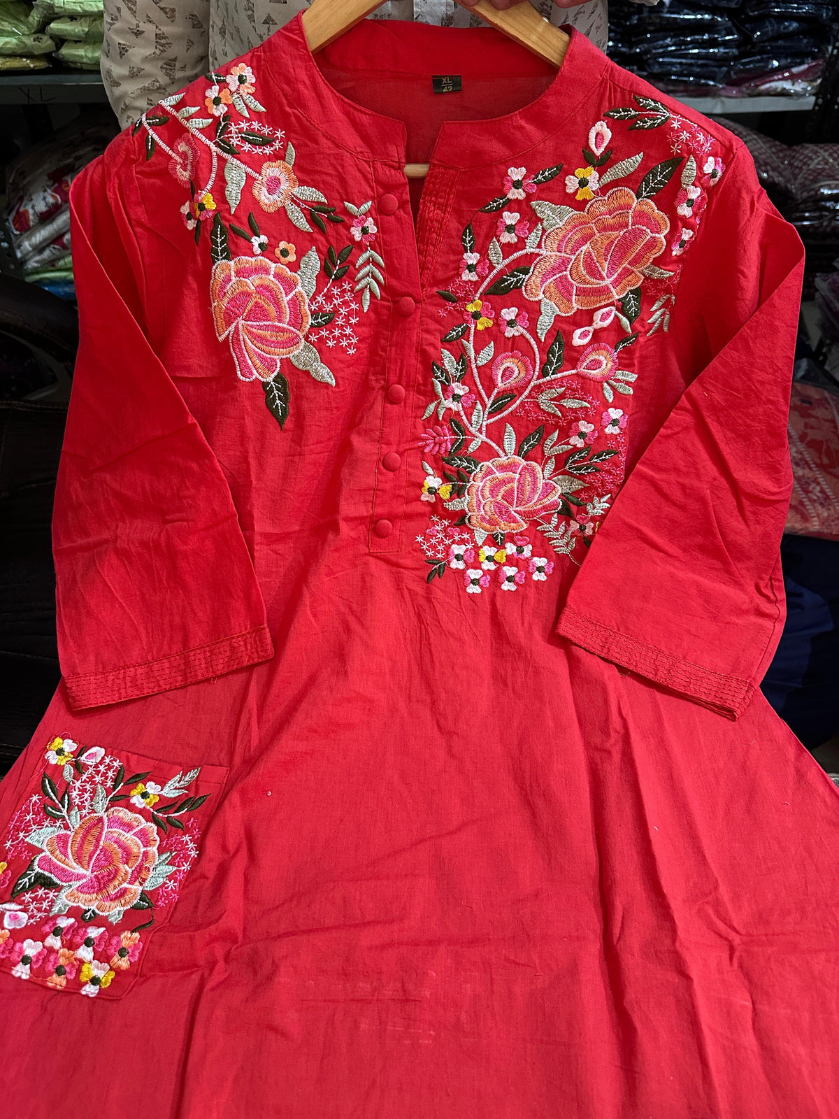 Red Breathable Kurta Pant Sets For Women