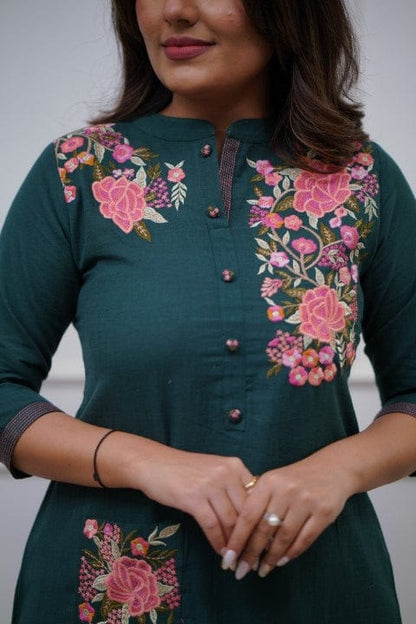 Green Breathable Kurta Pant Sets For Women