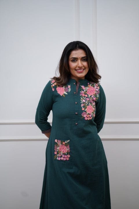 Green Breathable Kurta Pant Sets For Women