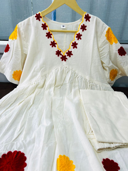 White Effortless Elegance Soft Cotton Kurti For Women