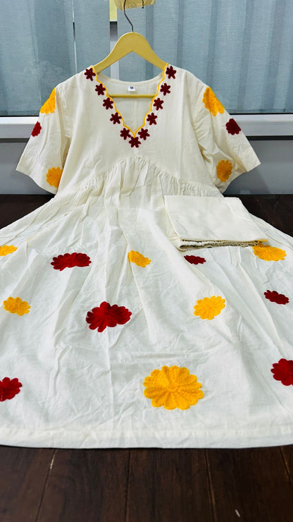 White Effortless Elegance Soft Cotton Kurti For Women