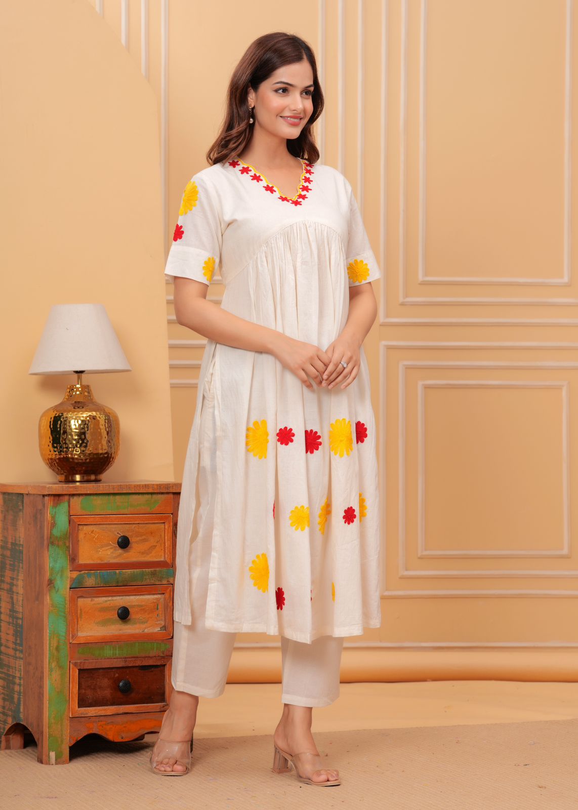 White Effortless Elegance Soft Cotton Kurti For Women