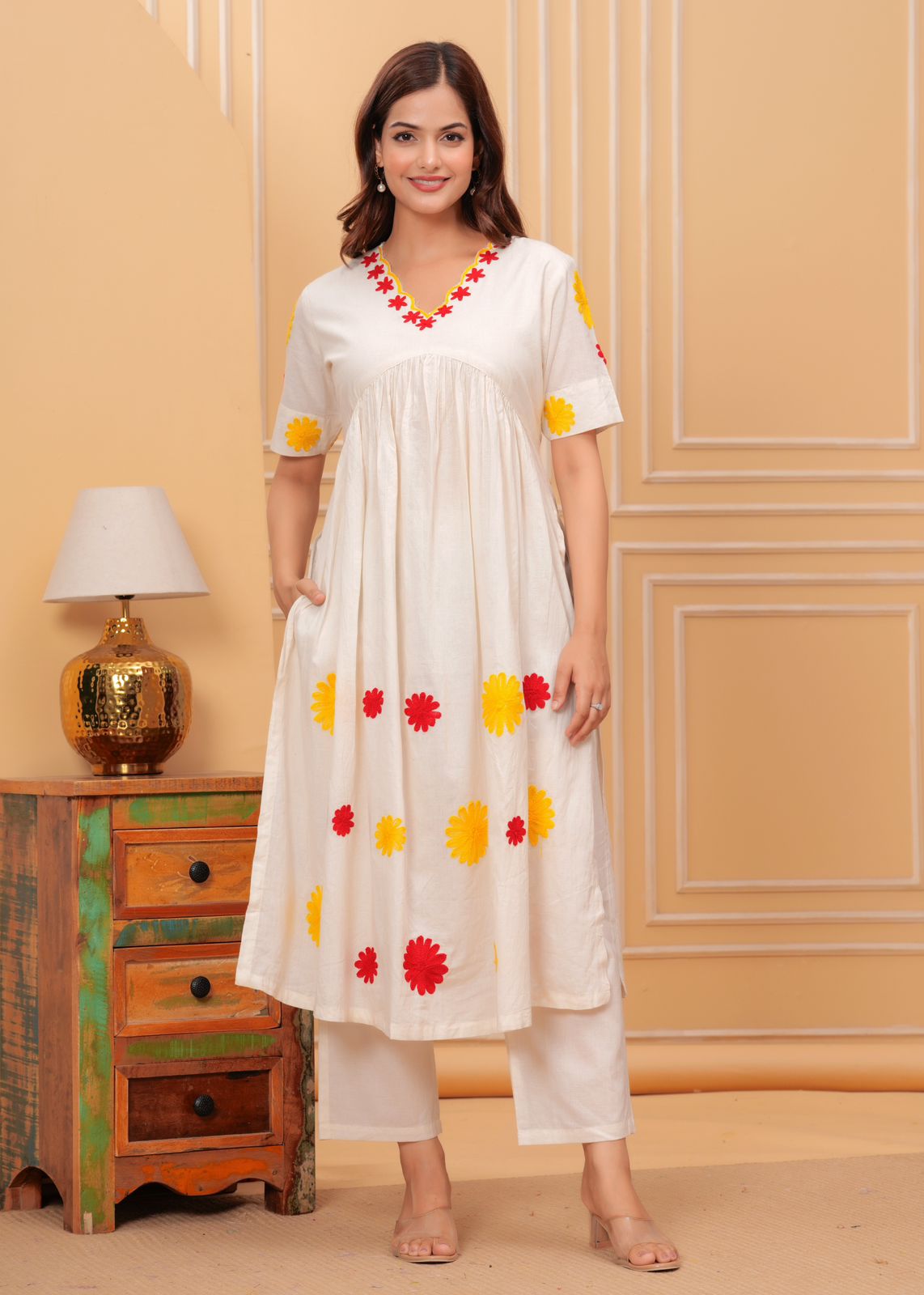 White Effortless Elegance Soft Cotton Kurti For Women